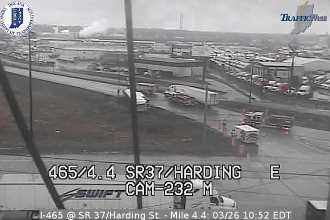 Overturned semi closes 465 ramp on Indy's south side - Indianapolis ...