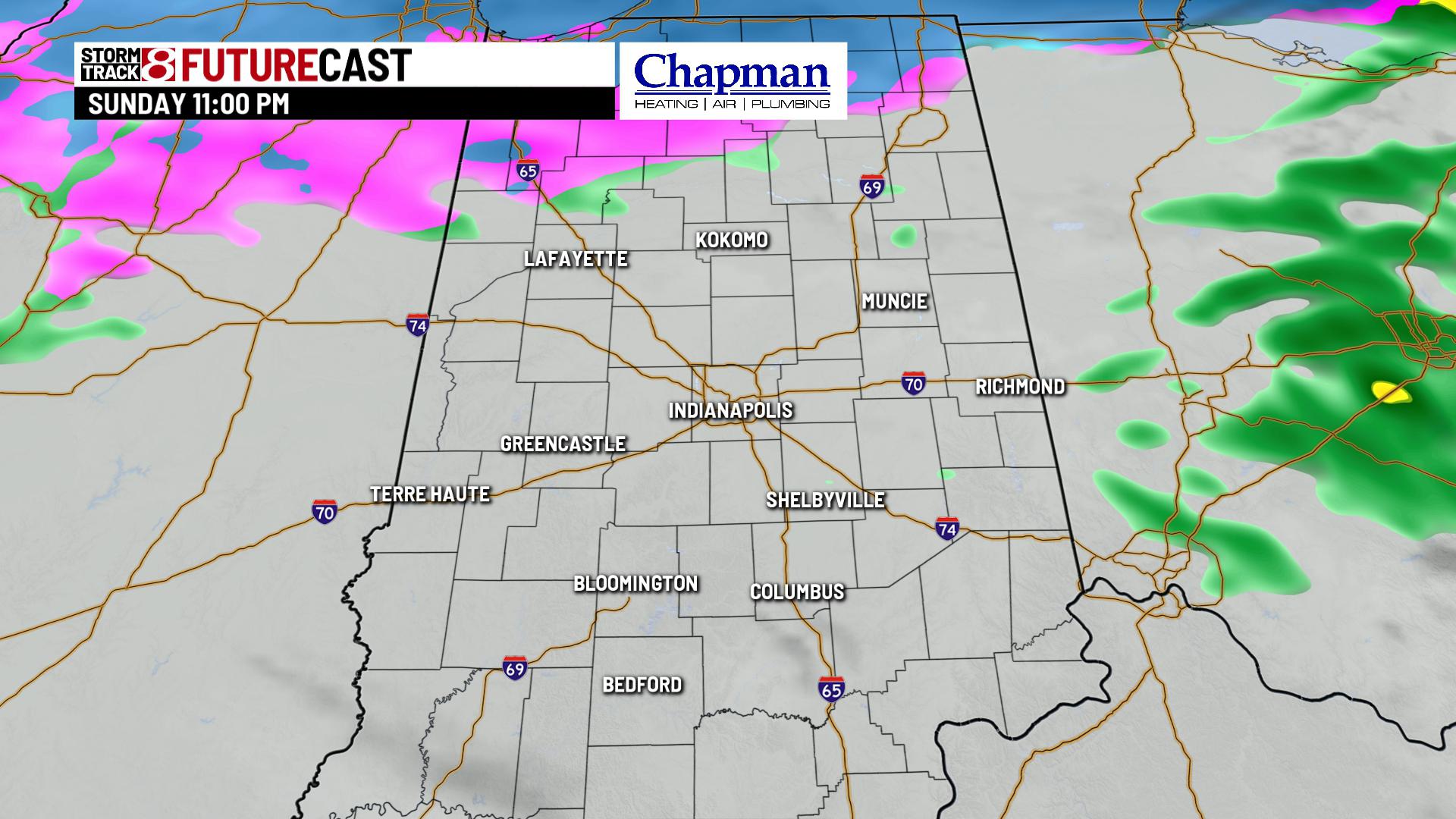 Showers Sunday night with warmer temperatures later this week ...
