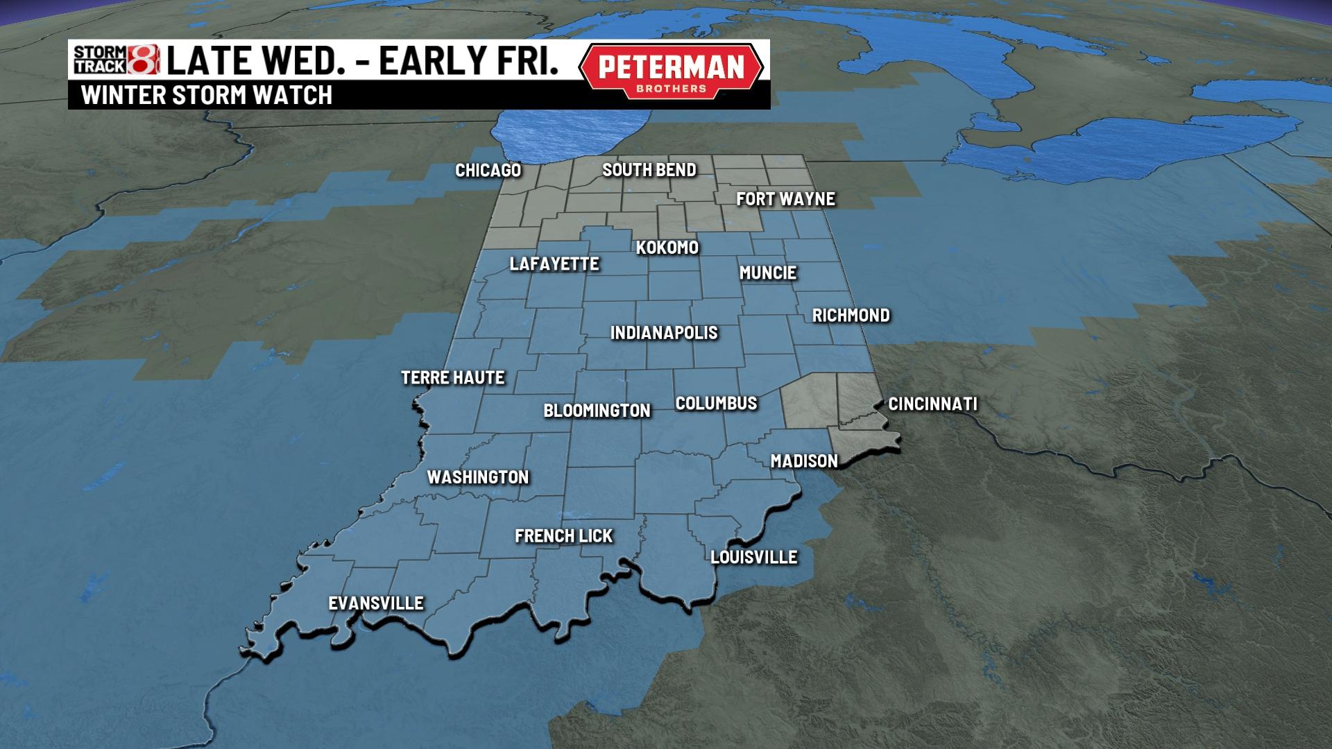 Winter storm warnings, watches cover nearly all of Indiana ...