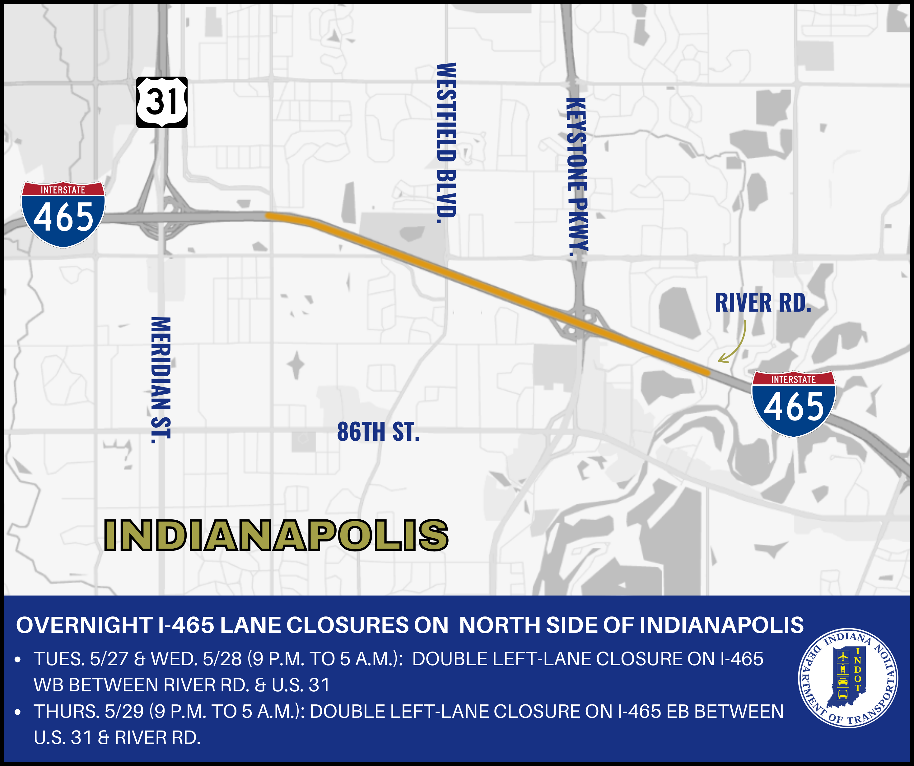 Overnight lane closures planned on I-465 in Indianapolis - Indianapolis ...
