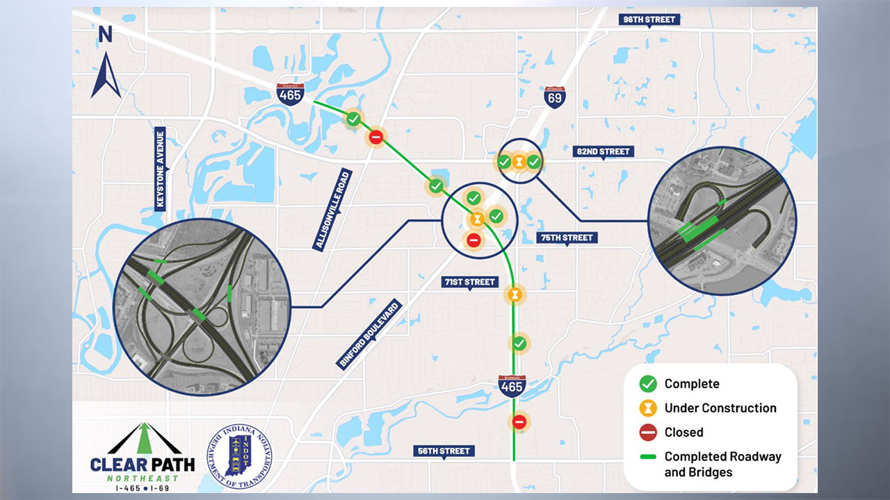 INDOT: 80% of I-69/I-465 interchange project in northeast Indy is ...