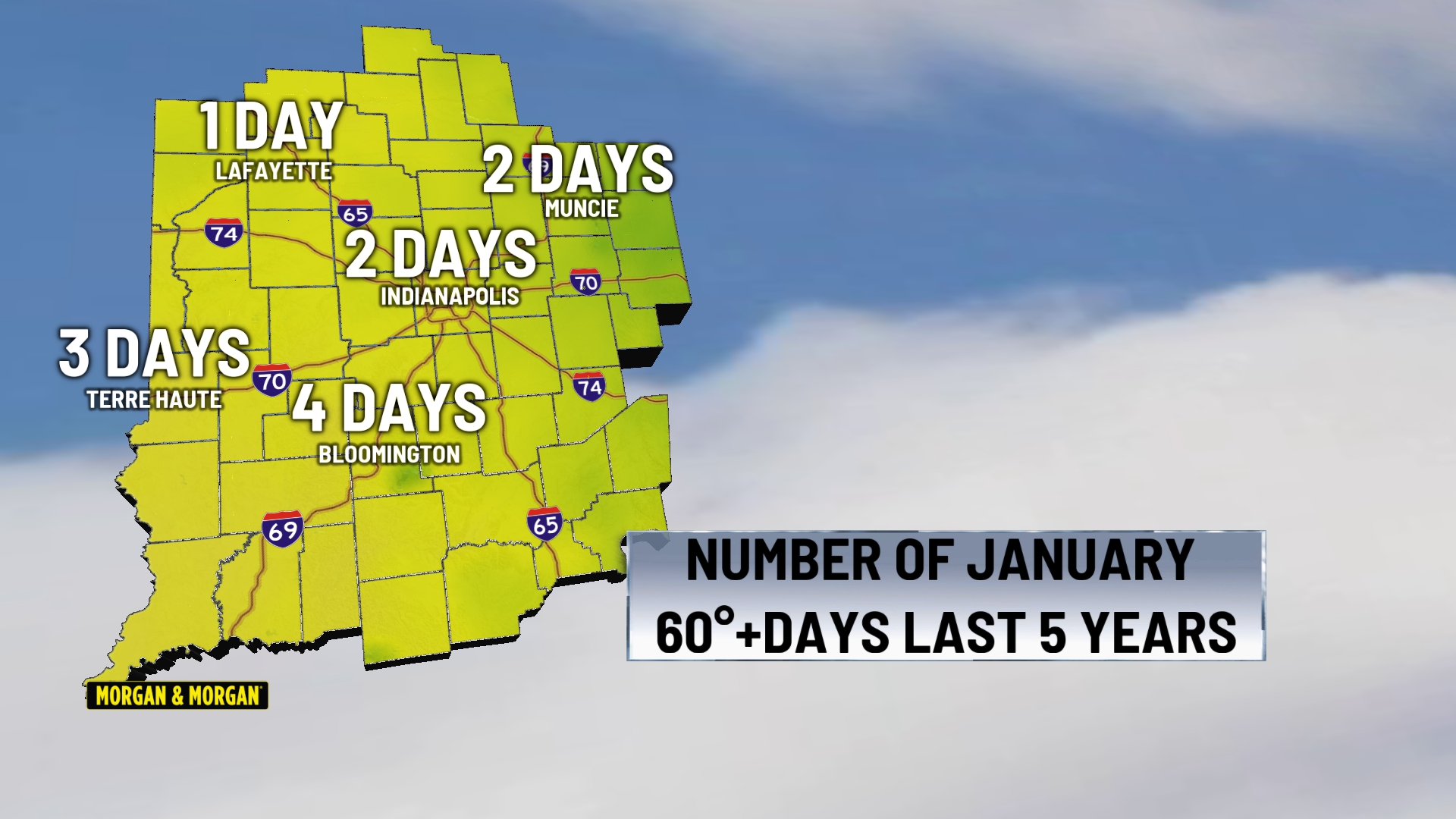 January In Indiana How frequent are 60-degree days in January for Indianapolis ...